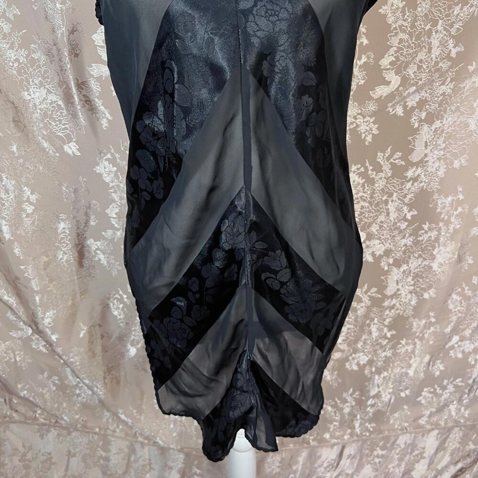 Vintage Tender Moments Black Satin Striped Slip Dress Mini Dress Women's Size M