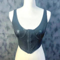 NWOT Black Crocodile Print Corset Top Rave Festival Shein Women's Size M