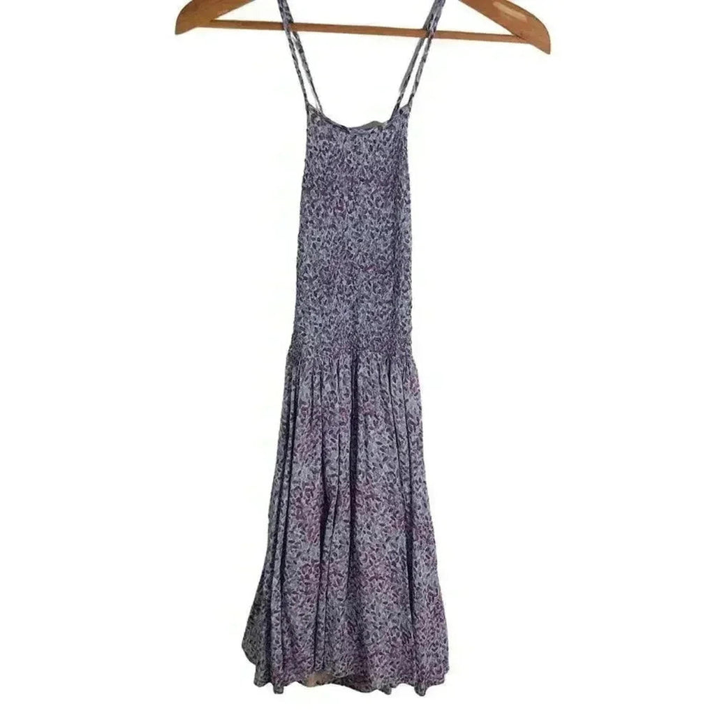 Urban Outfitters UO Kimchi Blue Backless Blue Purple Smocked Floral Dress Size M