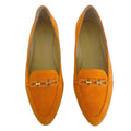 Talbots Francesca Link Suede Driving Flats Orange Pointed Toe Size 8.5