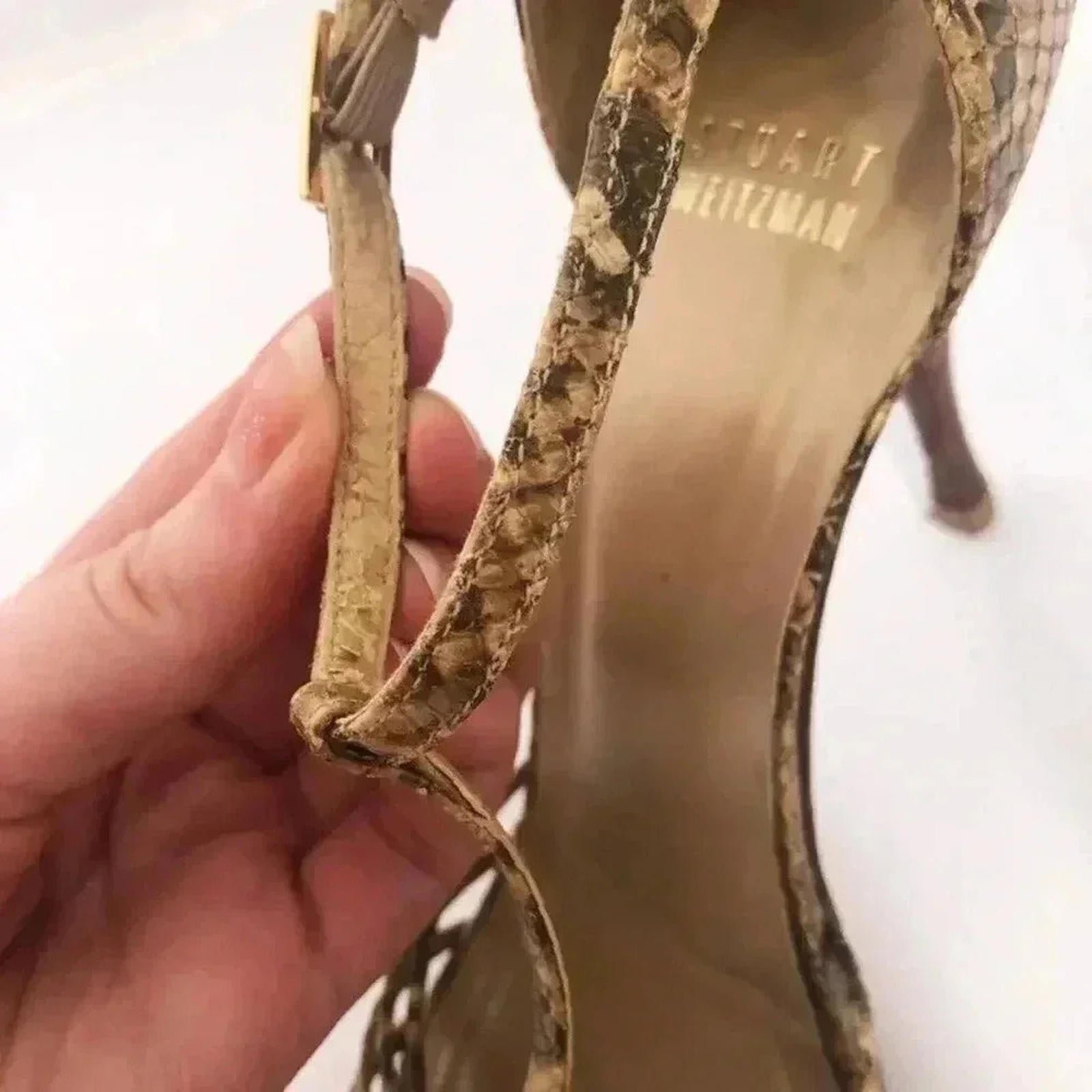 Stuart Weitzman y2k Snakeskin Python Print Stiletto Strappy Heel Pump Size 7.5