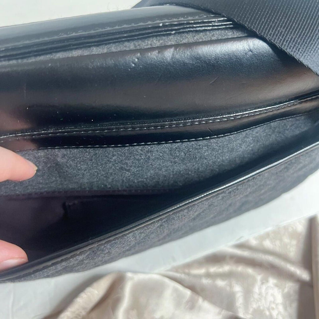 Knomo London Alfie Laptop Bag Briefcase Work Bag Black Leather Quilted Grey