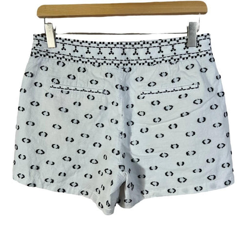 Anthropologie Hei Hei White Black Embroidered Dots Cotton Shorts Size 6