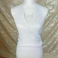 y2k Vintage Loft White Ribbed Crossover Halter Top Women's Size M
