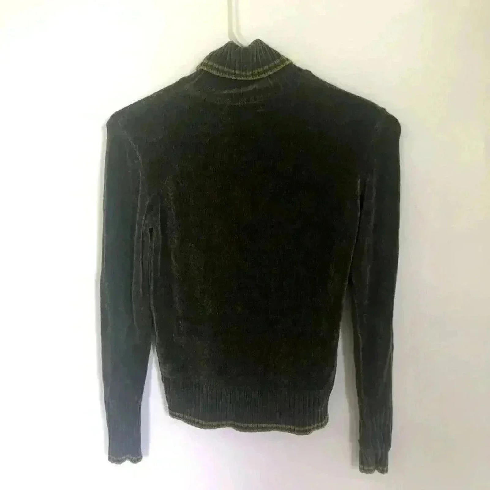 Y2K Vintage Green Turtleneck Ribbed Sweater Women's Size XL