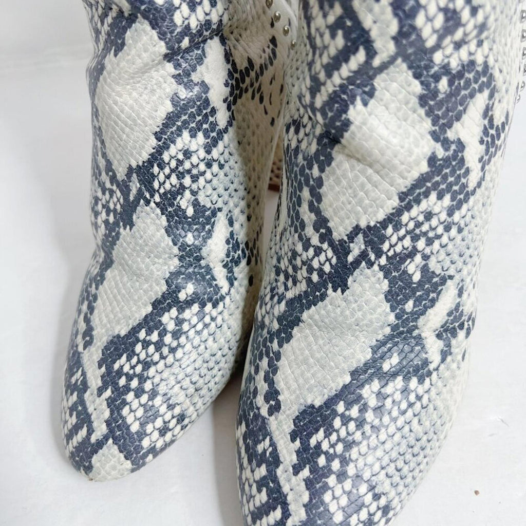 Steve Madden Rockstar White and Grey Snakeprint Snakeskin Studded Booties Size 9