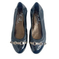 AGL Monika Cap Toe Ballet Flat Black Leather Bronze Buckle Women's Size 9.5