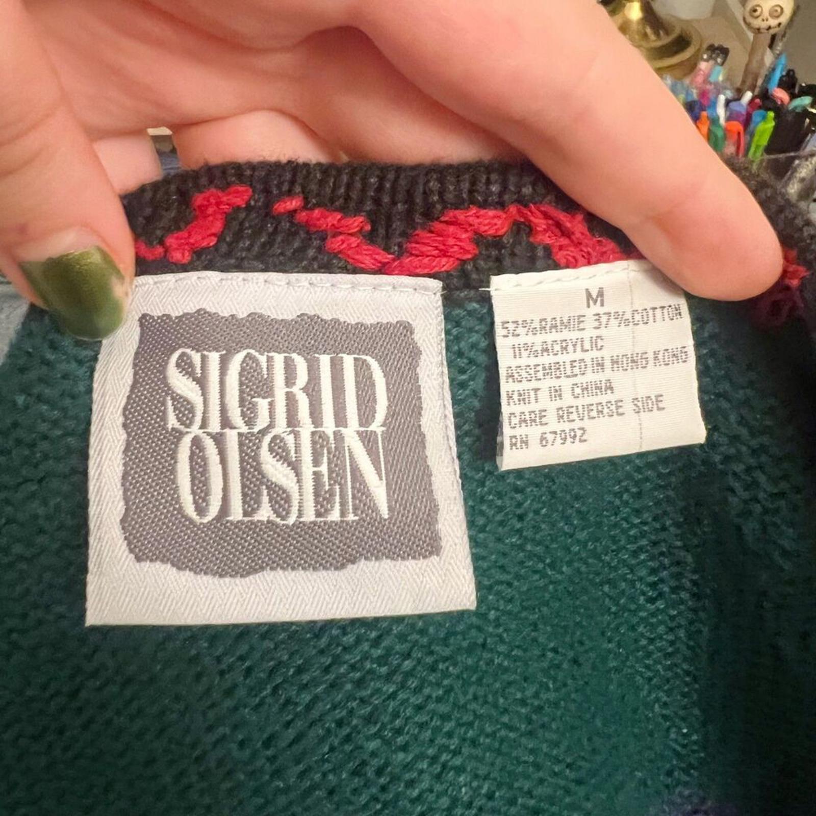 Vintage 90s Sigrid Olsen Patchwork Knit Sweater Vest Multicolored Women's Size M