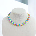 Rainbow Hearts Faux Pearl Beads Necklace Pride Multicolor Colorful Choker