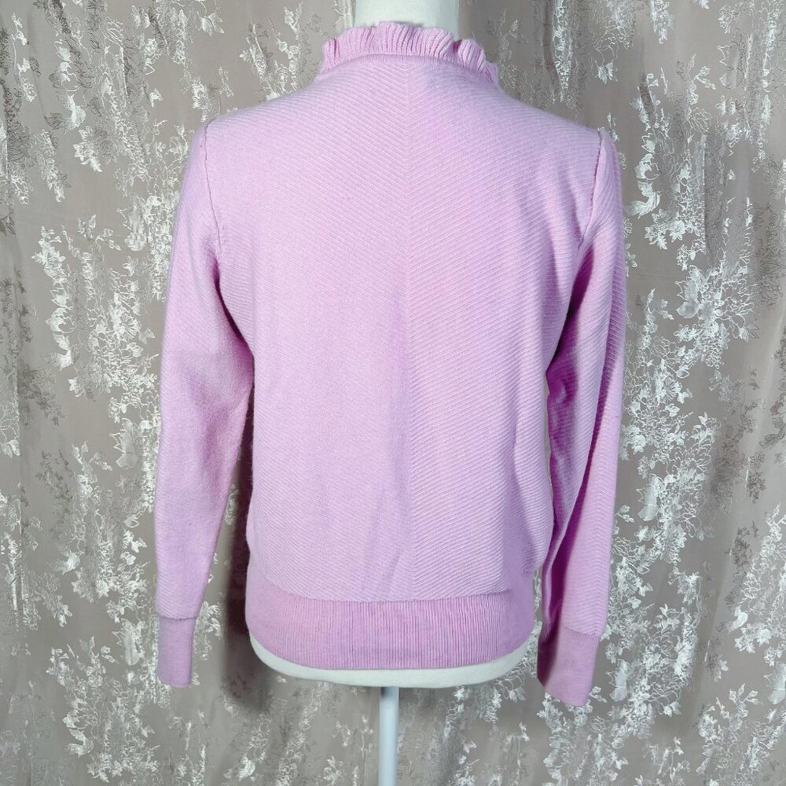 J Crew Merino Wool Pink Purple Mock Neck Sweater Ruffled Women's Size M