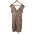 Adrianna Papell Gold Champagne Scalloped Layered Dress Formal Women's Size 6