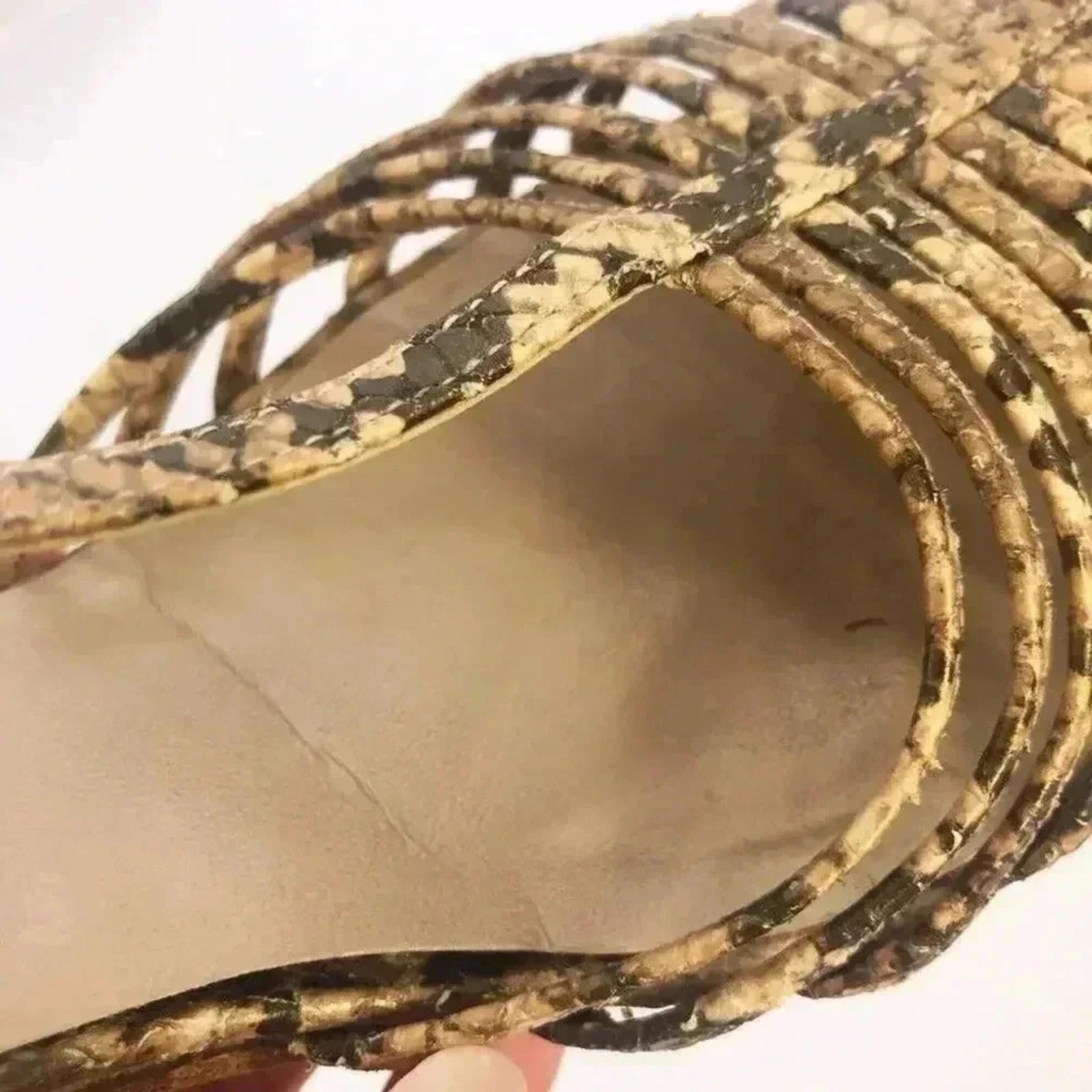 Stuart Weitzman y2k Snakeskin Python Print Stiletto Strappy Heel Pump Size 7.5