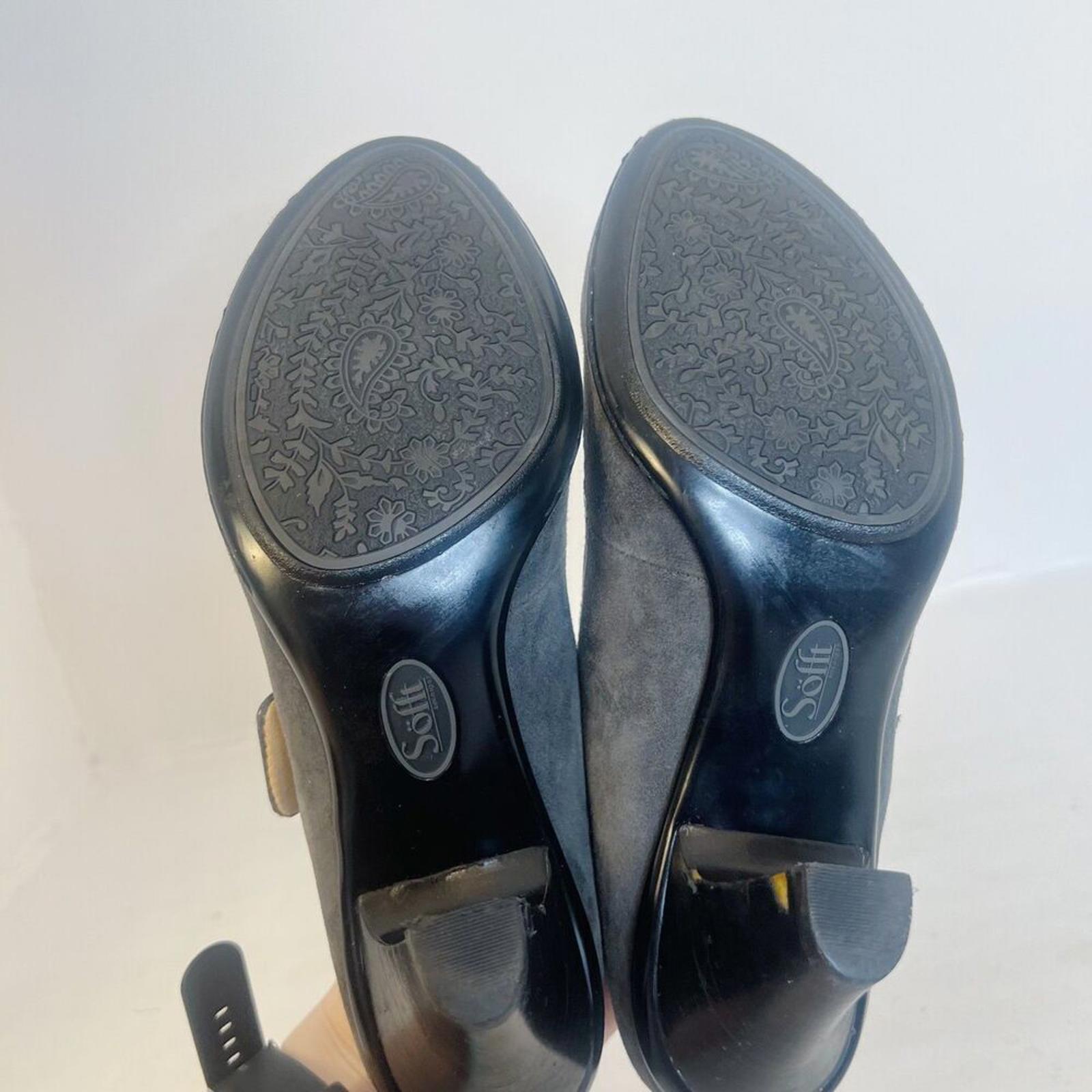 Sofft Mary Janes Grey Suede Heels Pumps Women's Size 8