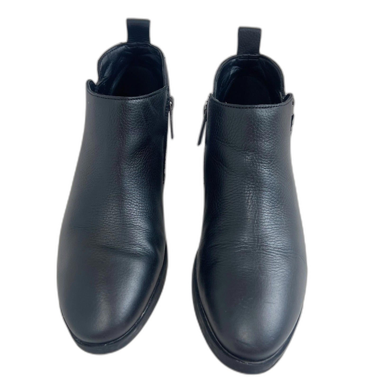 Vionic Cecily Black Leather Ankle Boot Bootie Arch Support Comfort Size 7.5
