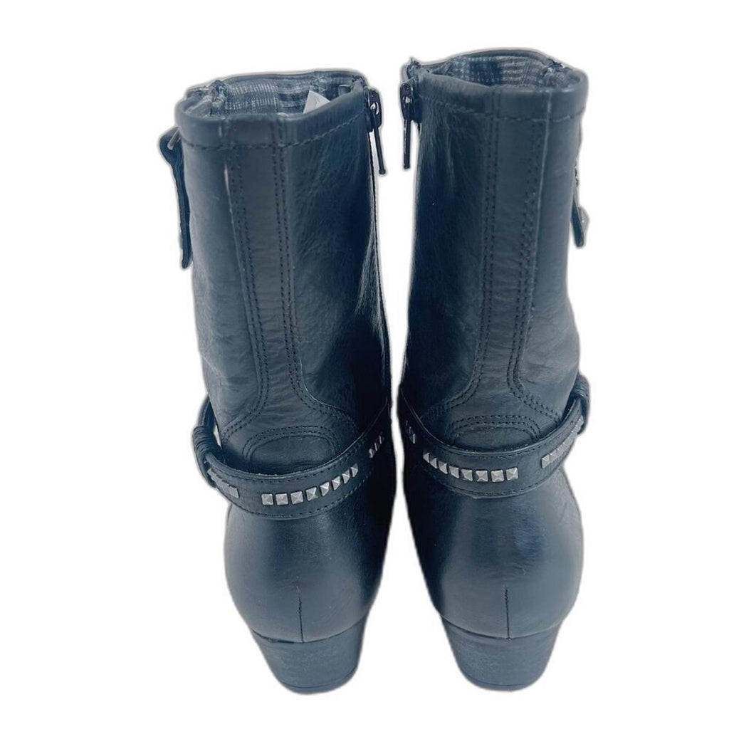 Abeo Marsh Black Leather Bootie Studded Moto Boot Women's Size 6.5N