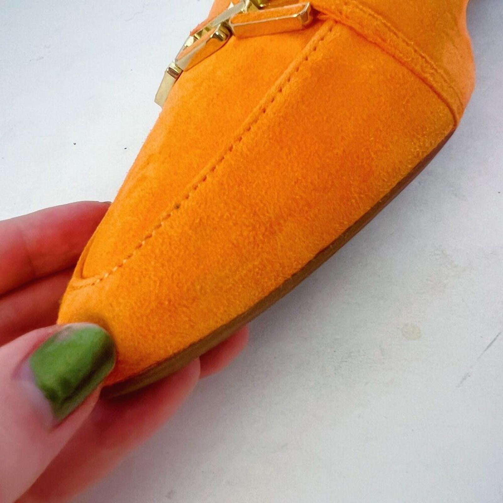 Talbots Francesca Link Suede Driving Flats Orange Pointed Toe Size 8.5