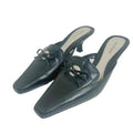 Y2k Merona Allyn Black Leather Kitten Heels Bow Size 5.5