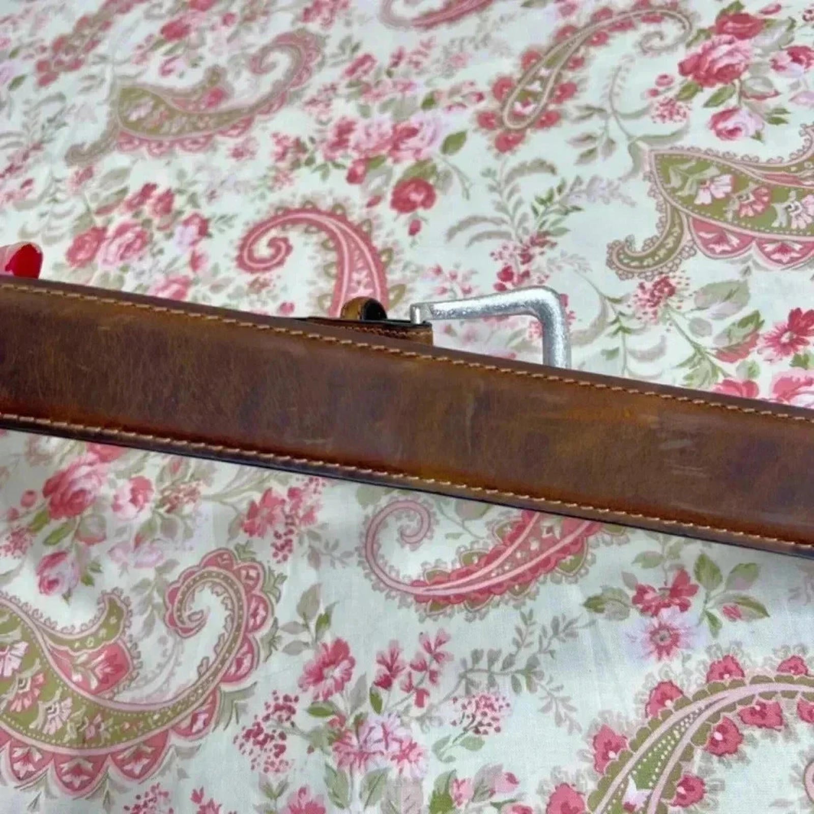 Nocona Men's Brown Leather Belt Silver Buckle Size 44