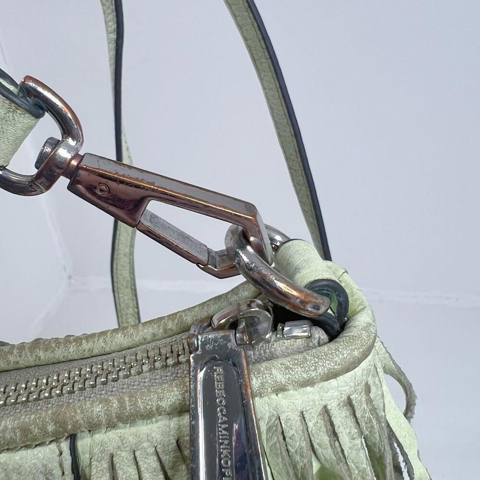 Rebecca Minkoff Mint Green Leather Fringe Crossbody Bag Purse Boho
