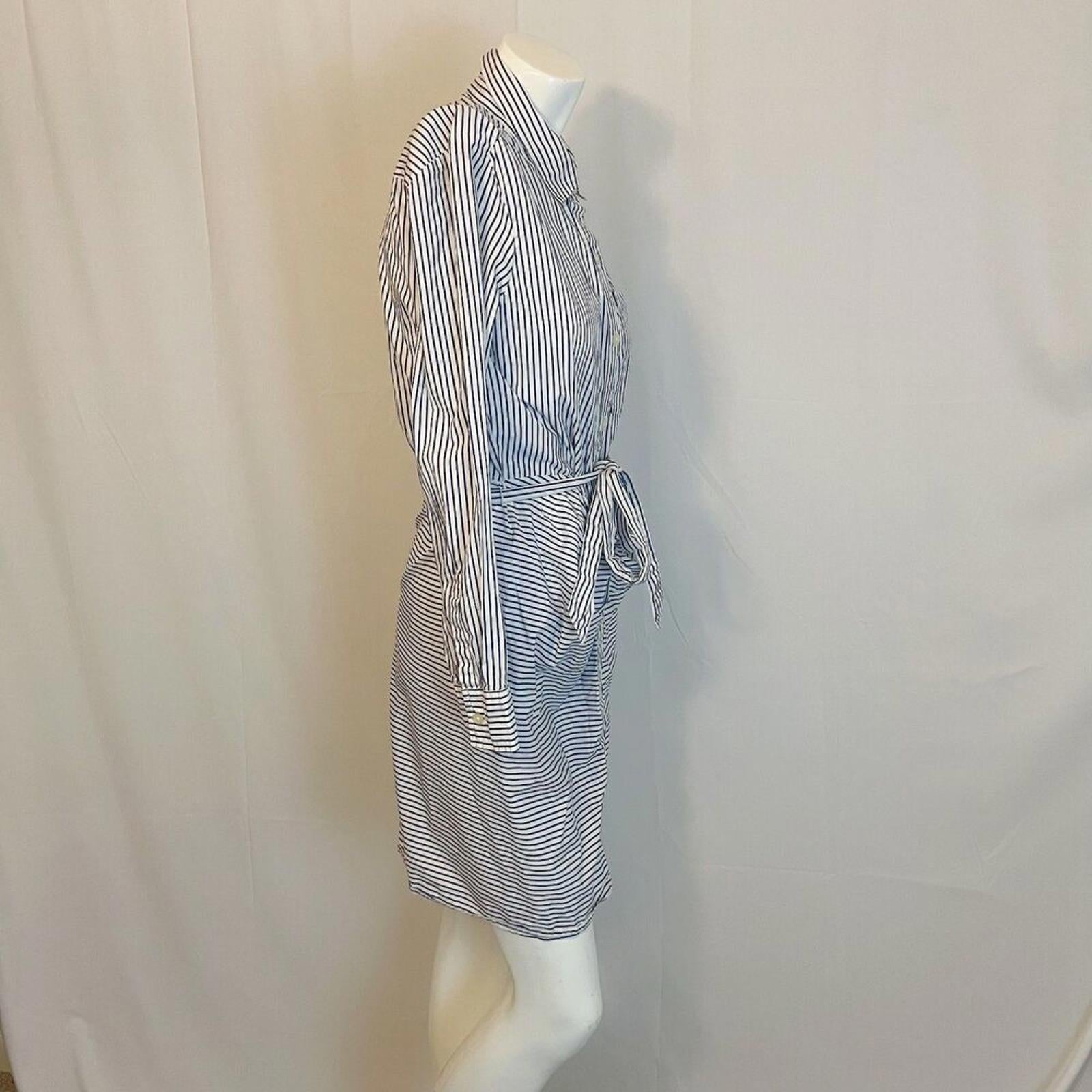 GAP Blue White Striped Shirt Dress Button Up Long Sleeve Women's Size M