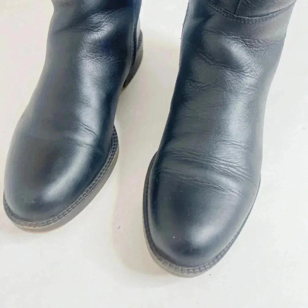 Franco Sarto Cranford 2 Black Leather Knee High Riding Boots Women's Size 5.5