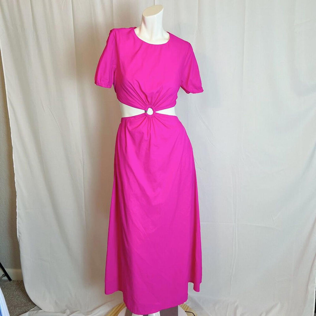 Staud Calypso Cutout Maxi Dress O Ring Neon Pink Summer Dress Size S
