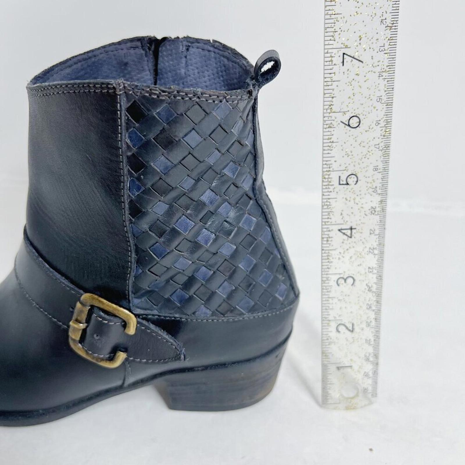 Sesto Meucci Black Leather Woven Booties Ankle Boots Women's Size 6.5