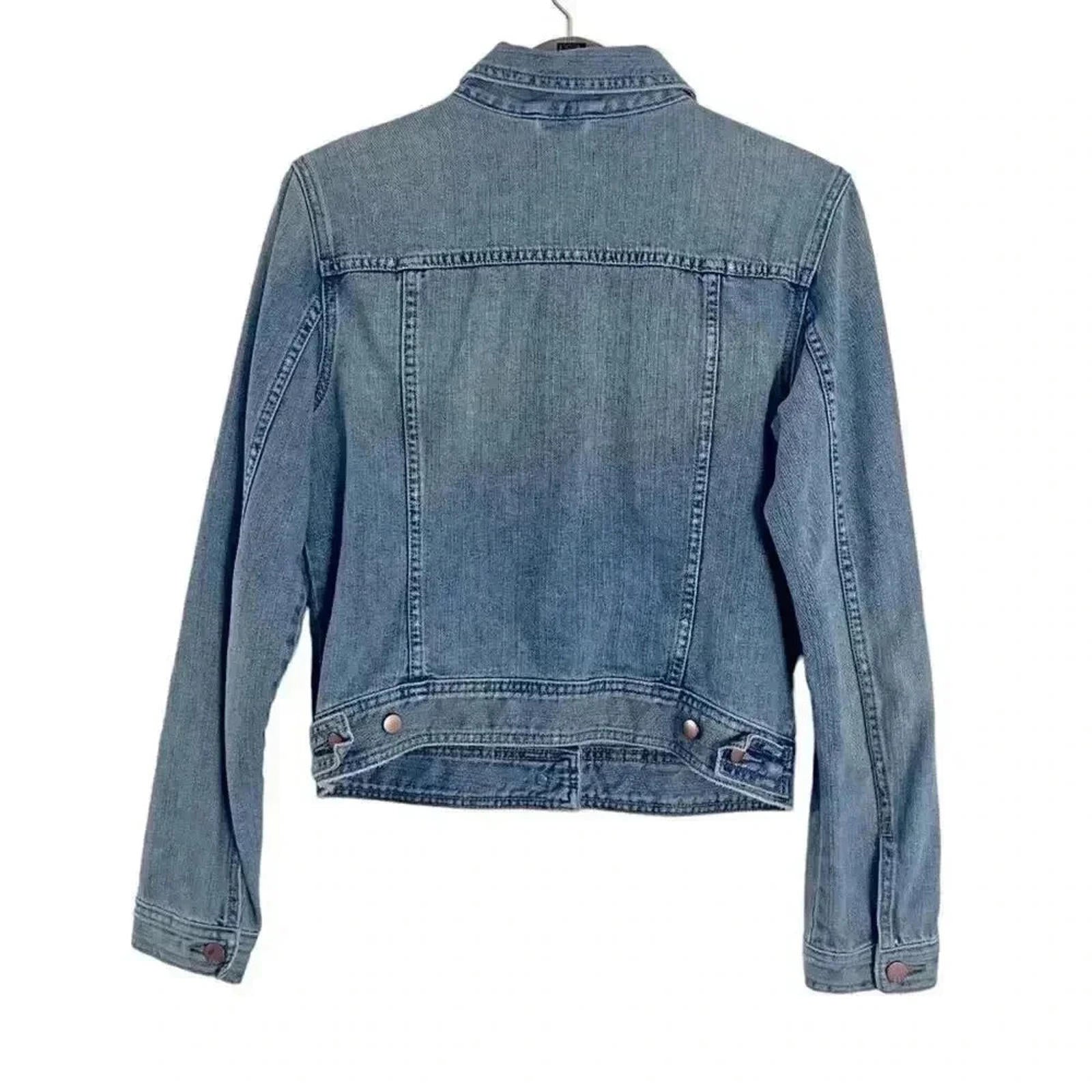 GAP Distressed Medium Wash Denim Jacket Women's Size M