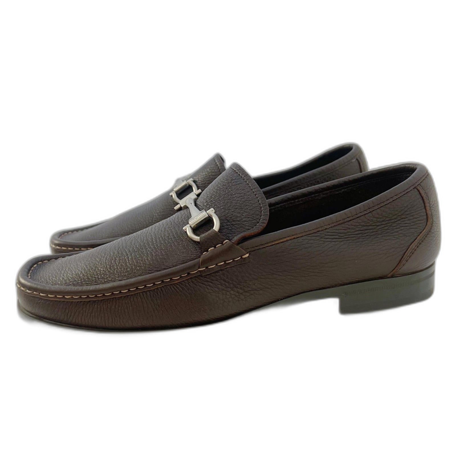 Salvatore Ferragamo Magnifico Brown Leather Horsebit Loafers Hickory Size 9