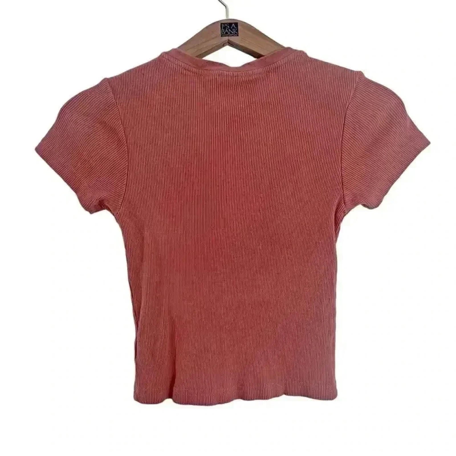 Mighty Fine Rust Colored Ribbed Sunflower Embroidered Crop Top Women's Size M