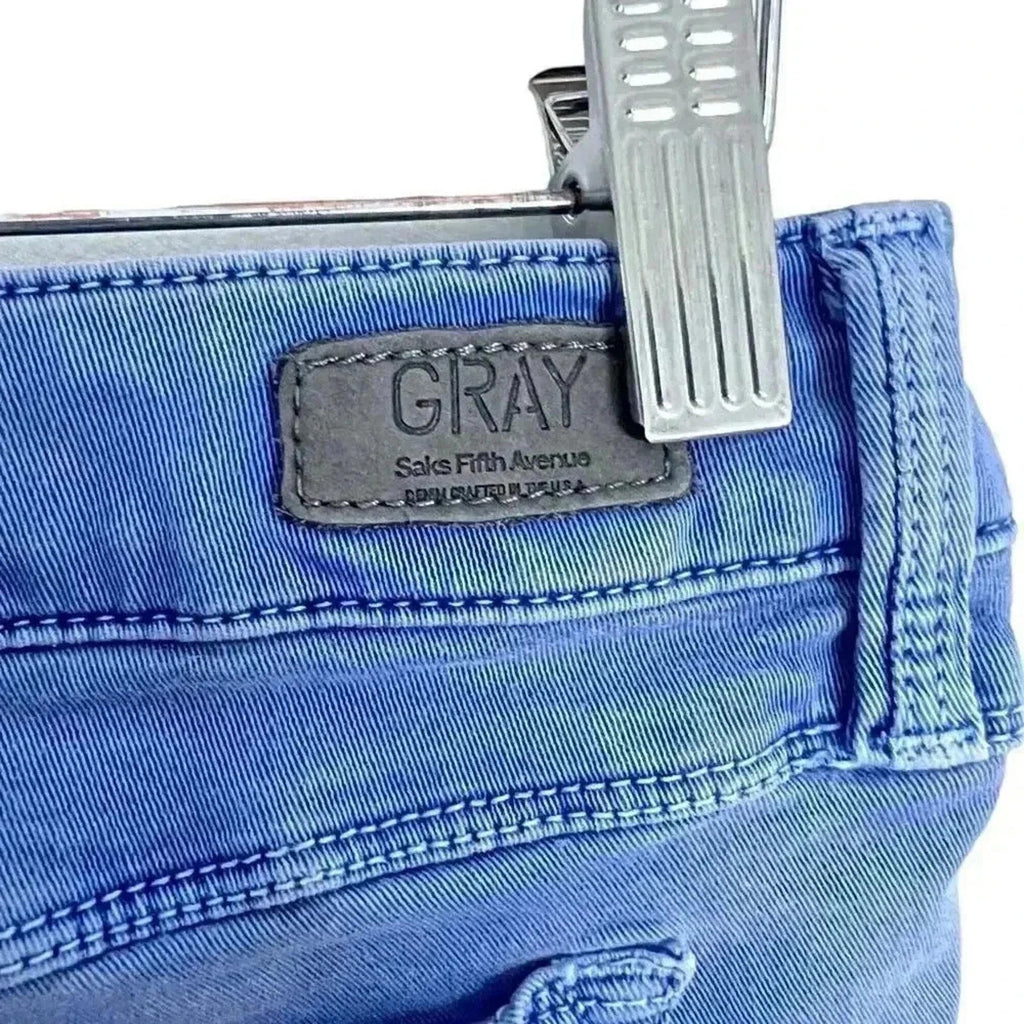 Saks 5th Avenue Gray Baby Short in Blue Low Rise Denim Shorts Women's Size 28