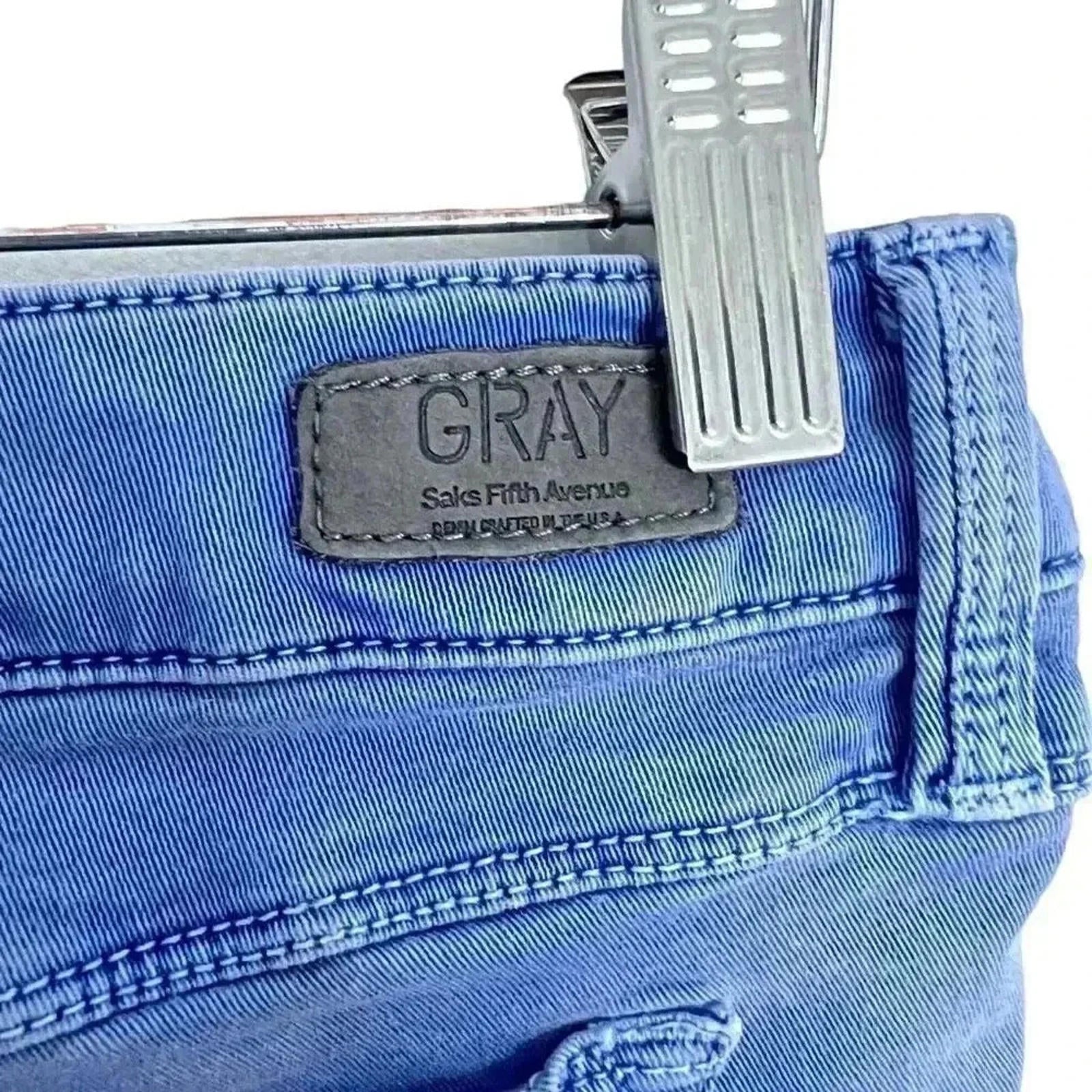 Saks 5th Avenue Gray Baby Short in Blue Low Rise Denim Shorts Women's Size 28