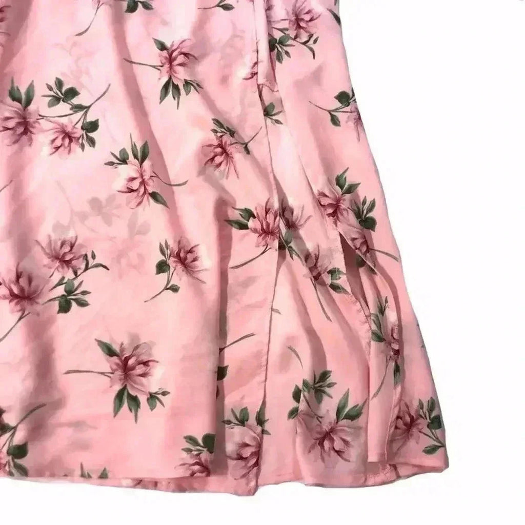 NWT Lush Pink Floral Maxi Dress Chiffon Girly Coquette Boho Chic Size M