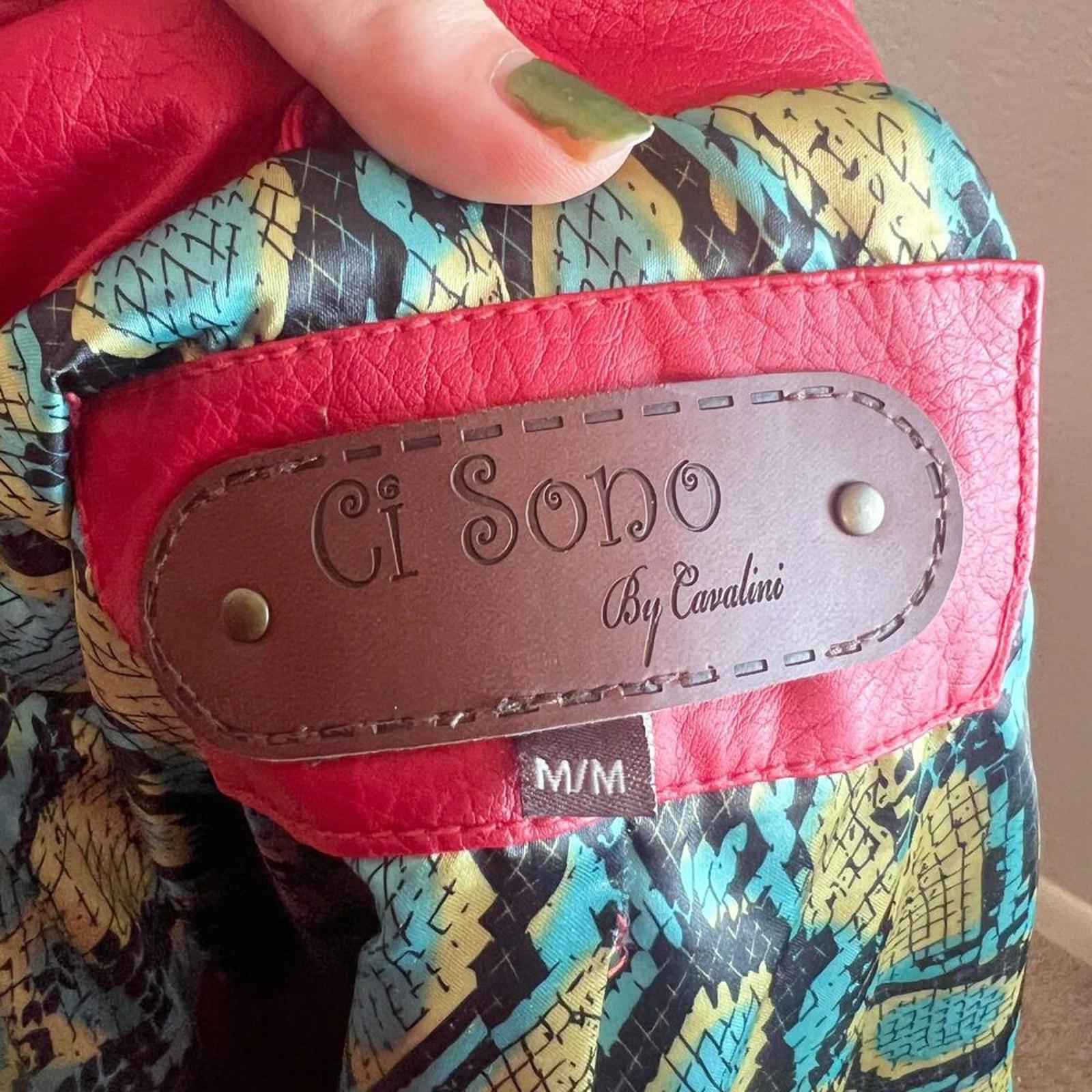 y2k Vintage Ci Sono by Cavalini Red Faux Leather Moto Jacket Women's Size M