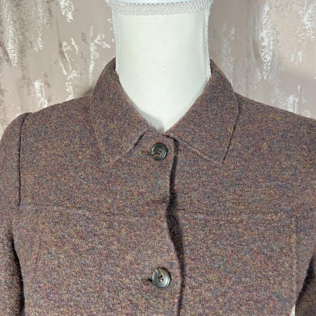 100% Wool Land's End Brown Button Up Jacket Blazer Coat Old Money Size M