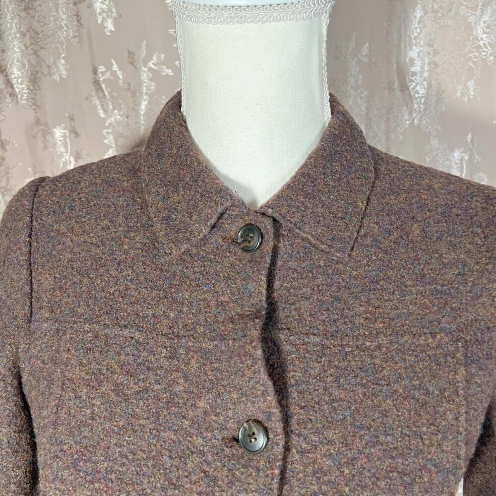 100% Wool Land's End Brown Button Up Jacket Blazer Coat Old Money Size M