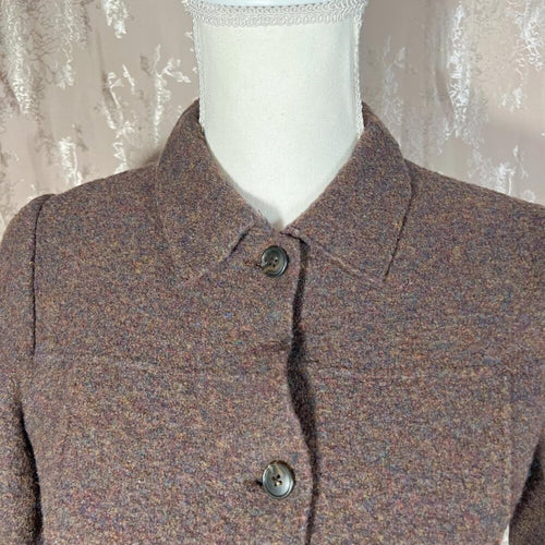 100% Wool Land's End Brown Button Up Jacket Blazer Coat Old Money Size M