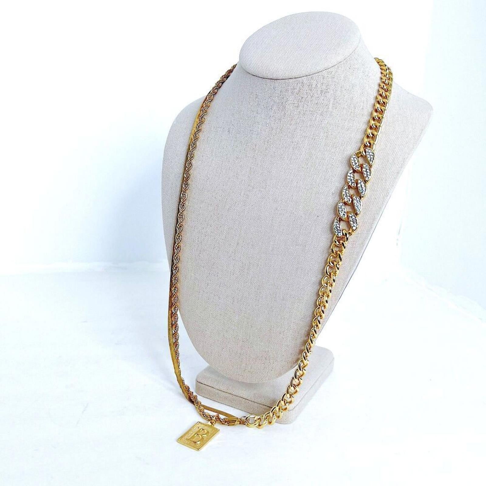 Letter B Charm Gold Chain Necklace Long Jewelry