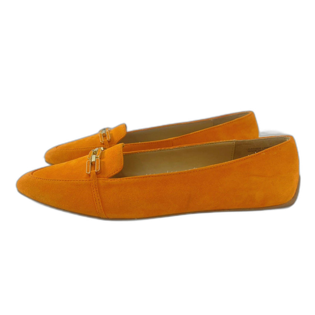Talbots Francesca Link Suede Driving Flats Orange Pointed Toe Size 8.5