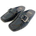 Stuart Weitzman Black Patent Leather Loafer Mules Buckled Slide Women's Size 6