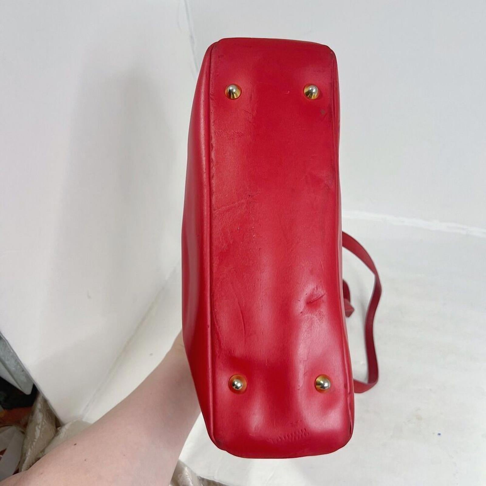 Furla Vintage Red Leather Shoulder Bag Handbag Purse Candy Apple Cherry