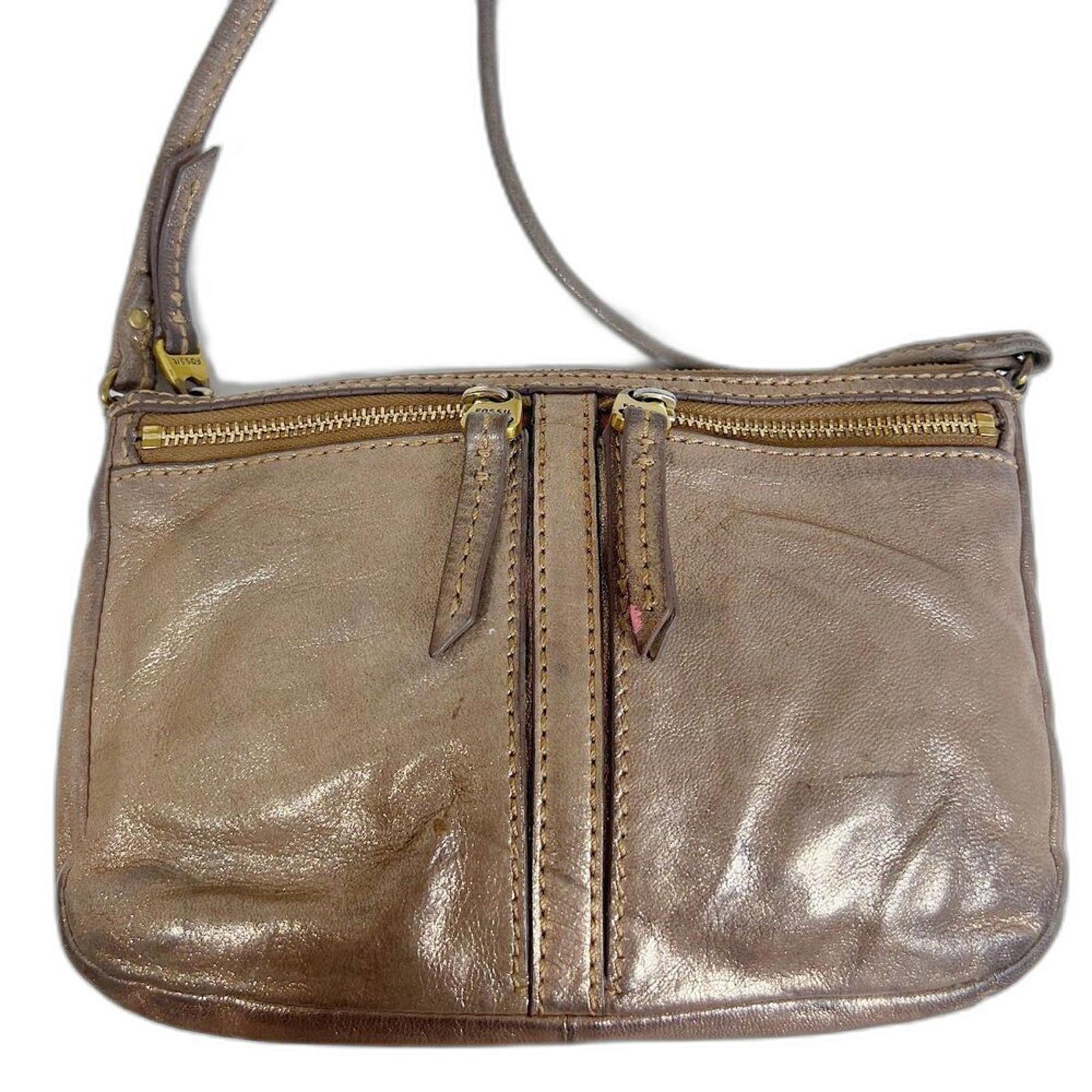 Fossil Erin Copper Metallic Leather Crossbody Bag Purse