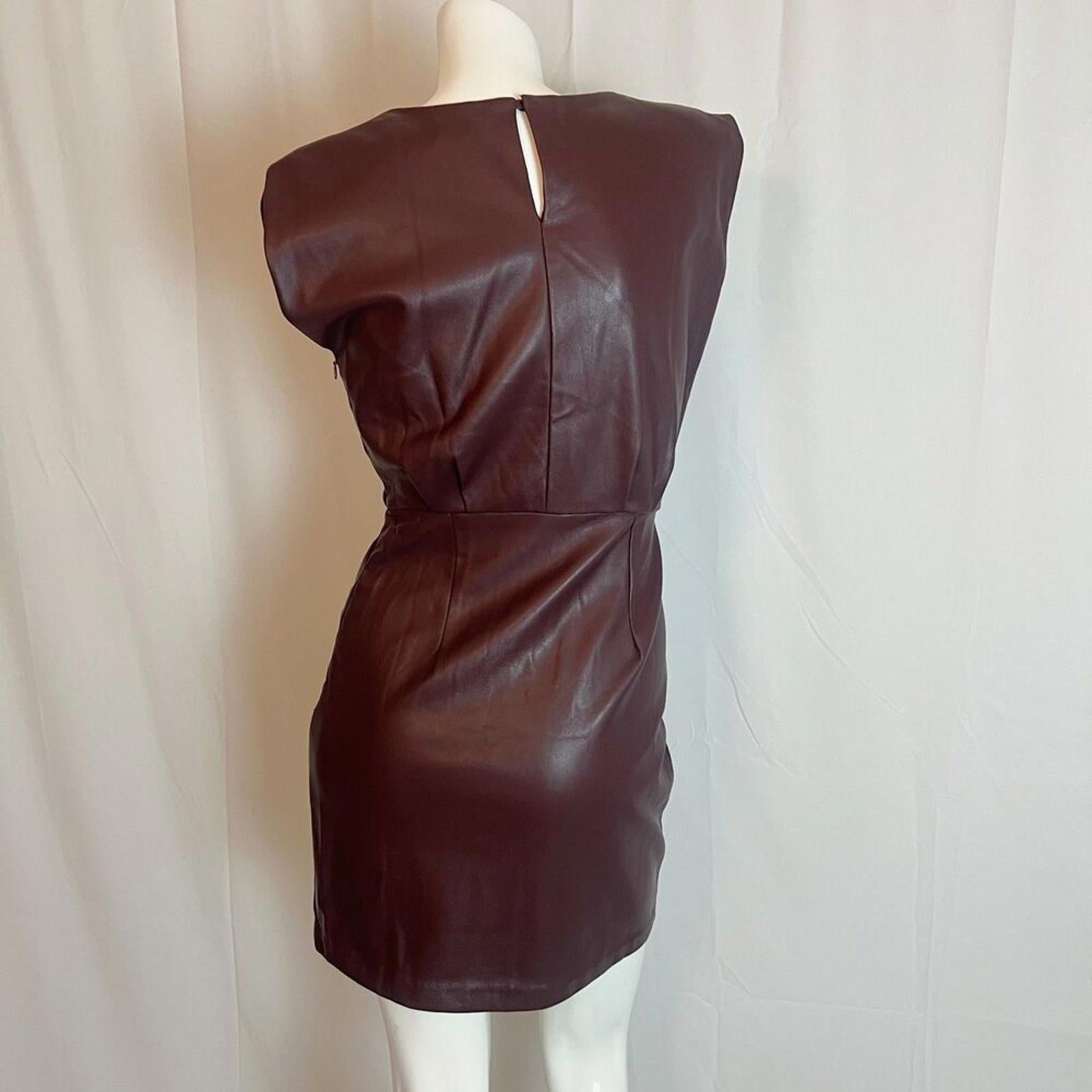 NWT Bishop + Young Hayden Faux Leather Brown Minidress Anthropologie Size L