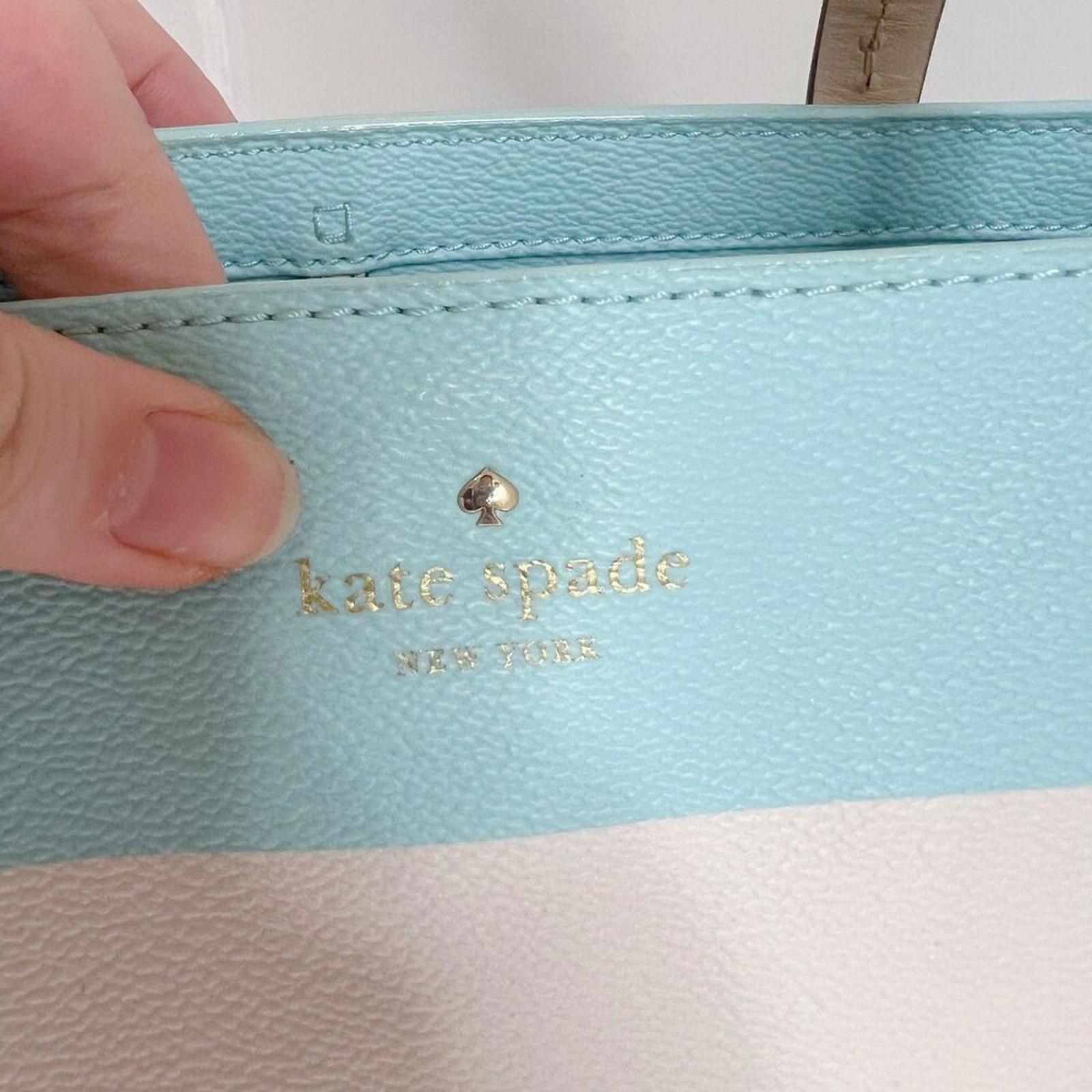 Kate Spade Hawthorne Lane Grace Blue White Striped Leather Tote Bag Shoulder Bag