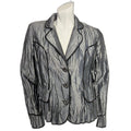 Y2K Vintage Alberto Makali Silver Crinkled Blazer Black Piping Women's Size M
