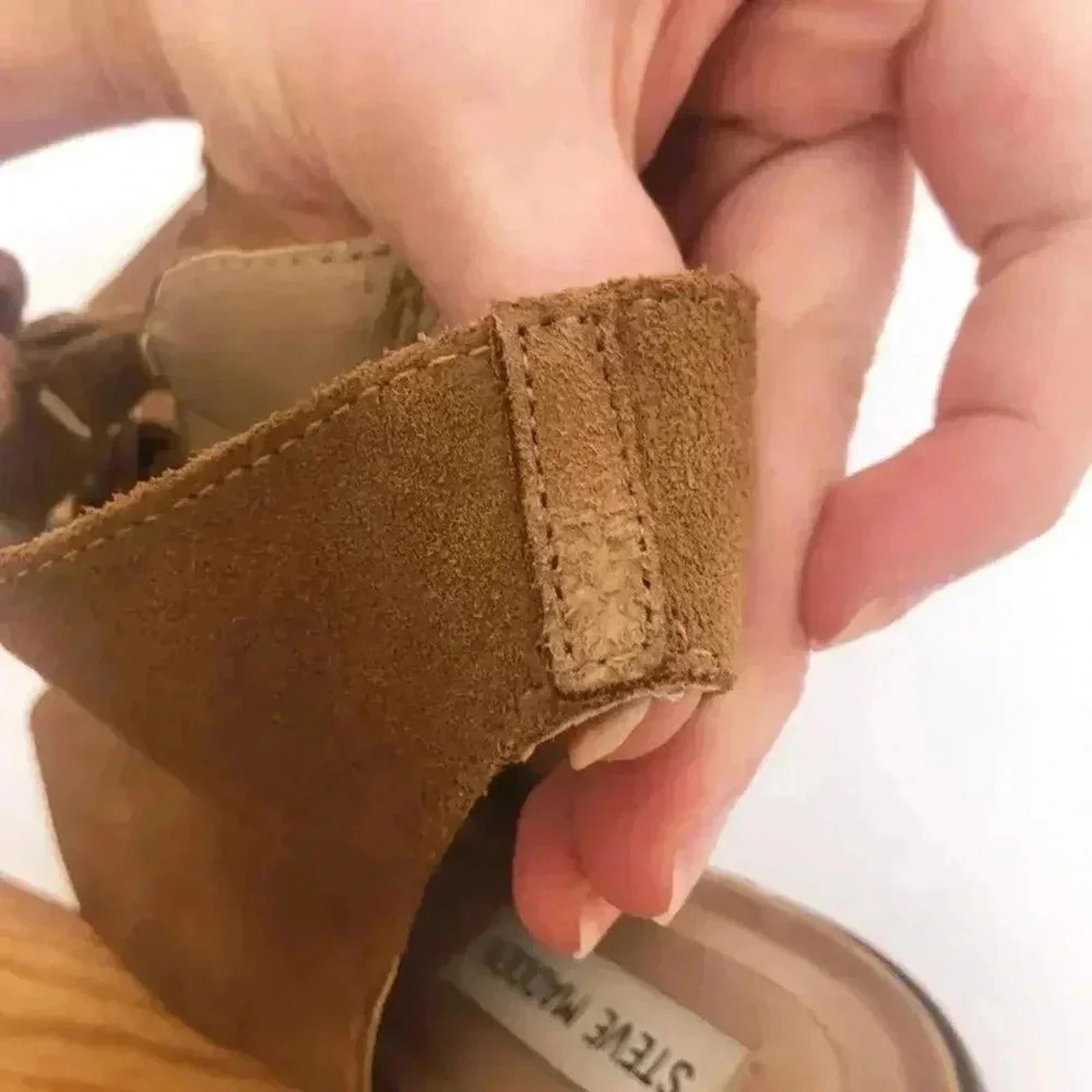 Steve Madden Adeline Booties Sandals Brown Suede Leather Women's Size 10