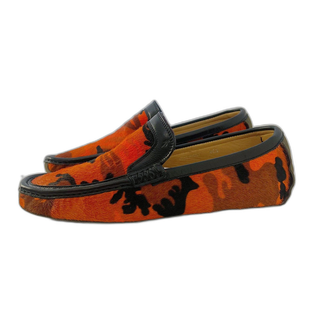 Harrys of London RARE Men's Orange Camo Calf Hair Loafers Driving Size 9.5
