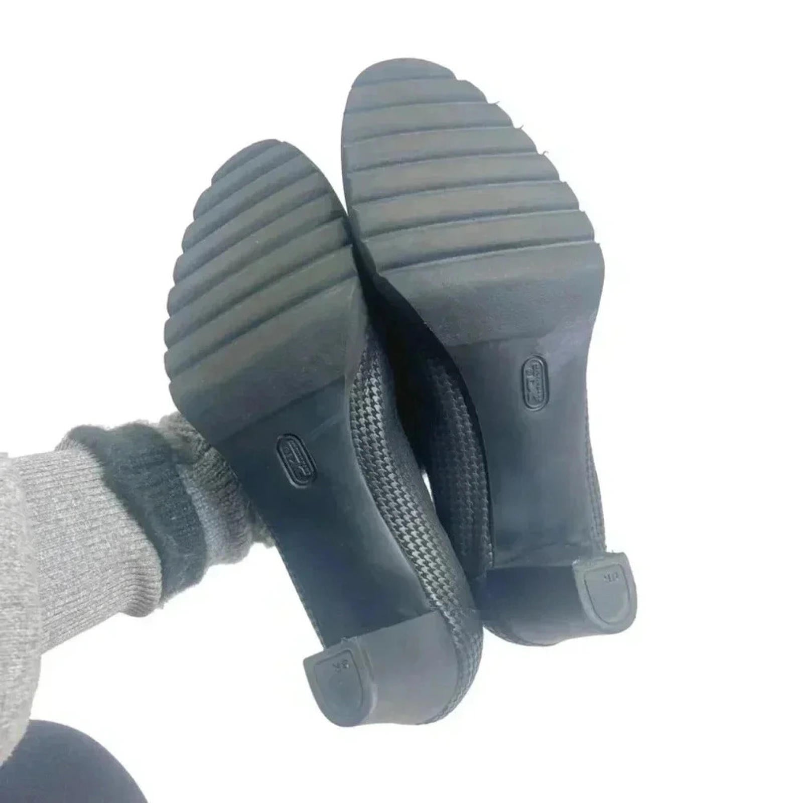 Brunate Ambe Black Houndstooth Heeled Ballet Shoes Size 40 1/2