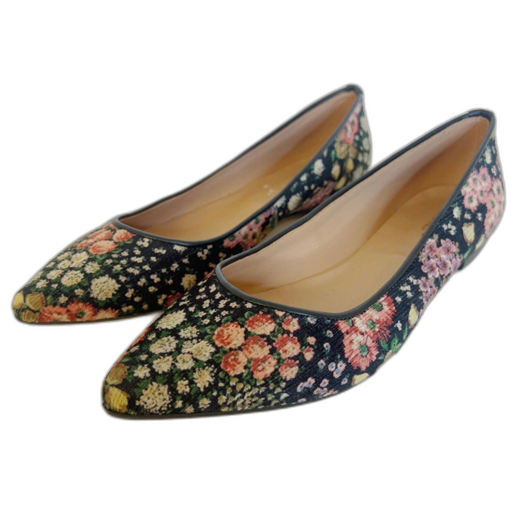 Sundance Marais Black Velvet Floral Pointed Toe Flats Women's Size 9-9.5