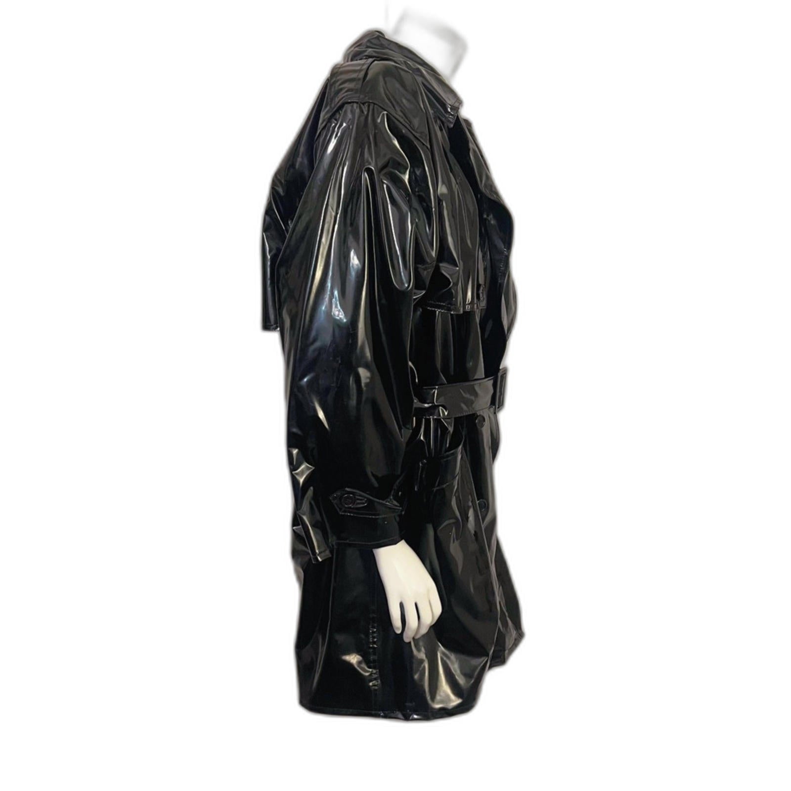 Vintage Misty Harbor Black Vinyl Raincoat Trenchcoat Women's Size S